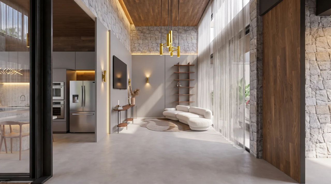 Sala da CASA ACÁCIA, imagem de apresentação da experiência 360 graus